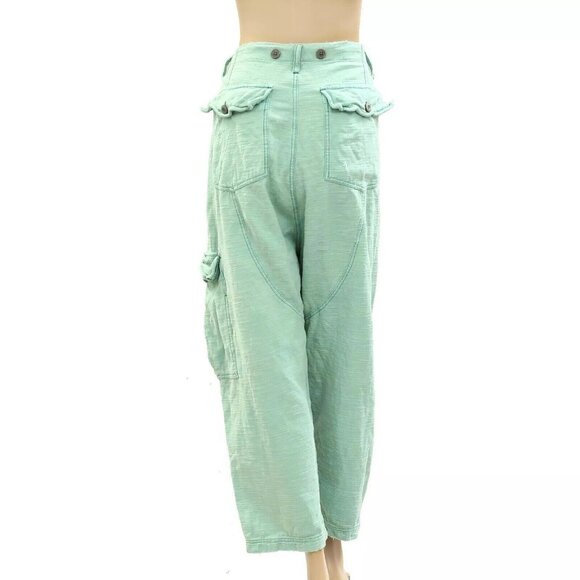 Free People Bay To Breakers Pants Low-Rise Slouchy Cargo Solid Cotton S 275659 - Picture 3 of 5